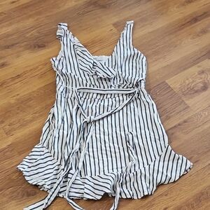 Guess Black and White Striped Mini Dress